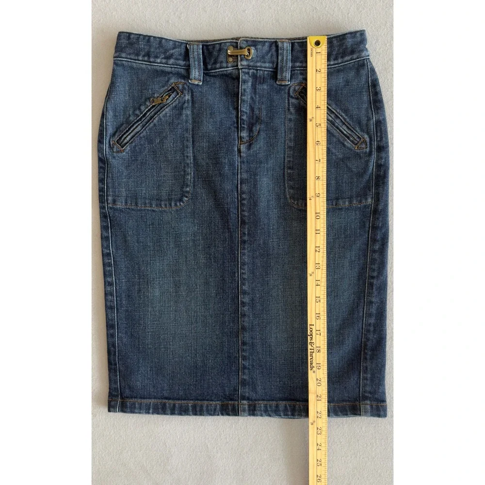 Lauren Ralph Lauren Denim Pencil Skirt Medium Wash Blue Zip Pocket Womens Size 0
